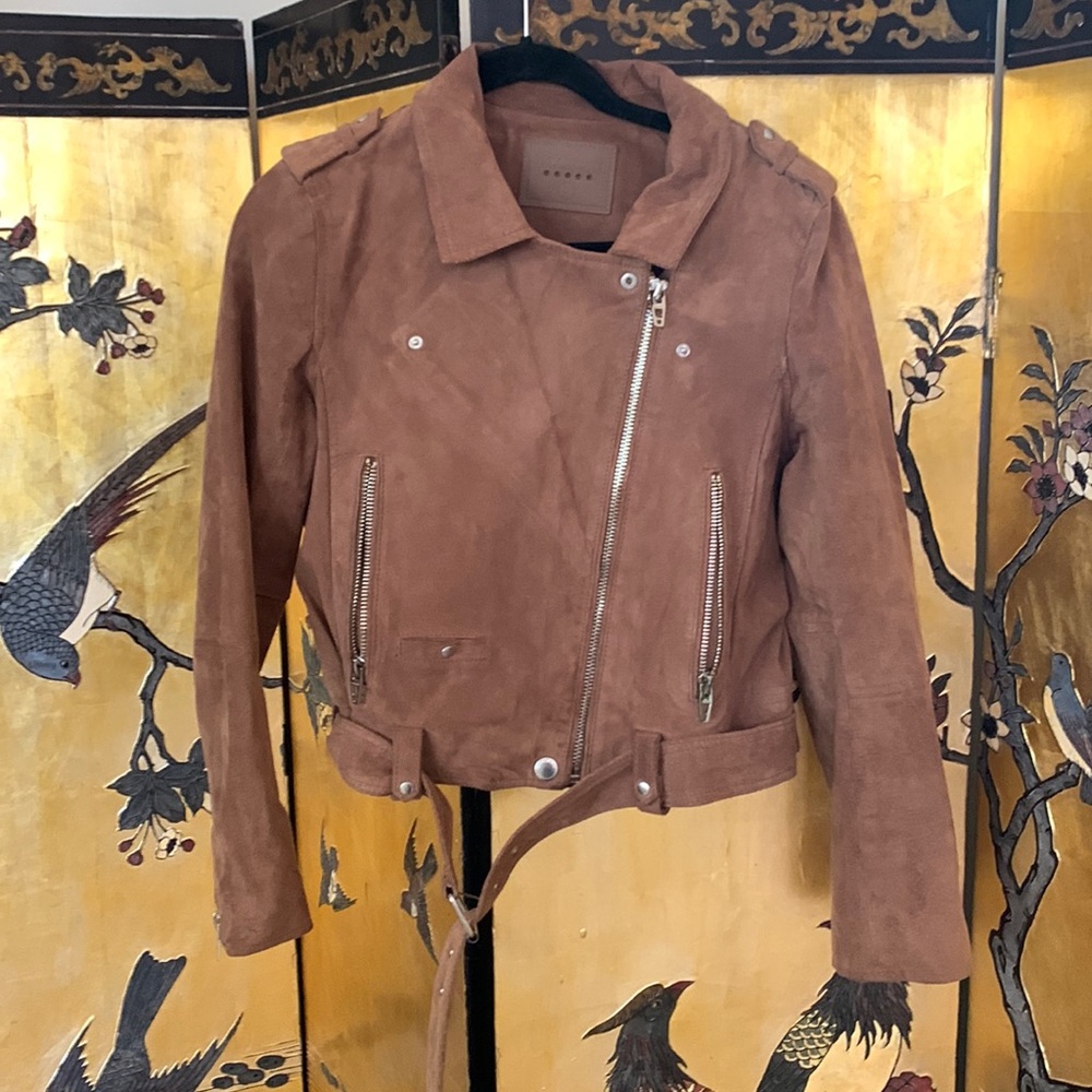 BLANKNYC Suede Moto Jacket in Sand | Size Medium - Picture 4 of 7